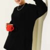 Striped Diamond Pattern Knit Tunic Black