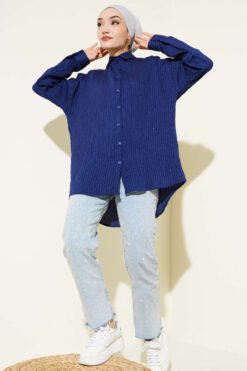 Alternative Ansicht von Oversized Sequin Stitch Shirt Navy Blue