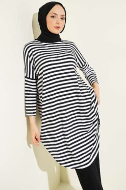 Striped Off-Shoulder Tunic White