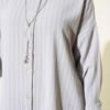 Striped Off-Shoulder Shirt Grey - Imagen 4
