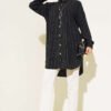 Striped Off-Shoulder Shirt Black - Imagen 2