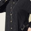 Striped Off-Shoulder Shirt Black - Imagen 4