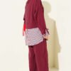 Striped Shirt with Garnet Modal Two-Piece Set Burgundy wholesale clothing set view 3 - Hicabistan Turkey factory