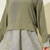 Striped Shirt with Garnet Modal Two-Piece Set wholesale clothing set view 4 - Hicabistan Turkey factory