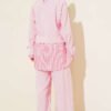 Striped Shirt with Garnet Modal Two-Piece Set Pink wholesale clothing set view 3 - Hicabistan Turkey factory