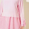 Striped Shirt with Garnet Modal Two-Piece Set Pink wholesale clothing set view 4 - Hicabistan Turkey factory