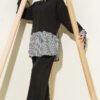 Striped Shirt with Garnet Modal Two-Piece Set Black wholesale clothing set - Hicabistan Turkey factory