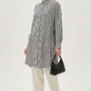 Striped Side Tie Shirt Black - Image 2