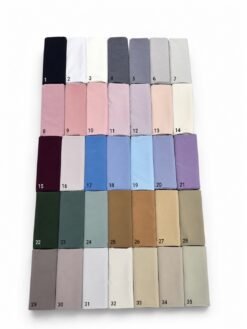 Miracle Hijab colour chart — 35 numbered groothandel colour swatches