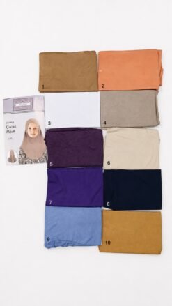 Kids Hijab colour chart — 10 numbered groothandel colour swatches