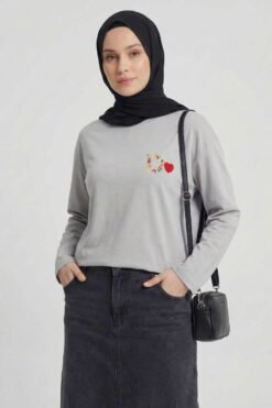 D Logo Heart Patch Tunic Grey