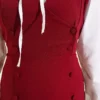 Button Detail Shirt Dress Set Burgundy - Image 4