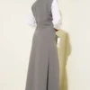 Button Detail Shirt Dress Set Grey - immagine 3