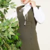 Button Detail Shirt Dress Set Khaki - Image 2