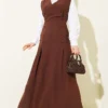 Button Detail Shirt Dress Set Brown