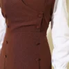 Button Detail Shirt Dress Set Brown - immagine 3