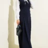 Button Detail Shirt Dress Set Navy Blue