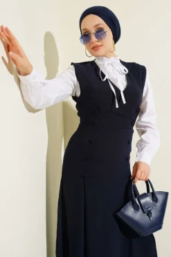 Alternative Ansicht von Button Detail Shirt Dress Set Navy Blue