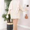 Buttoned Loose Aerobin Kimono Beige - Image 4