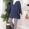 Buttoned Loose Aerobin Kimono Navy Blue