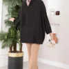 Buttoned Loose Aerobin Kimono Black - Afbeelding 4