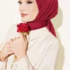 Plain Flannel Cotton Scarf Burgundy - immagine 2