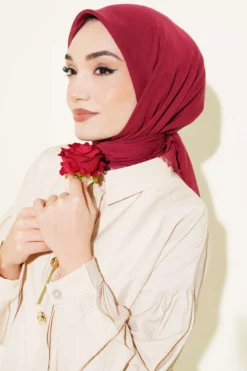 Alternative view of Plain Flannel Cotton Scarf Burgundy