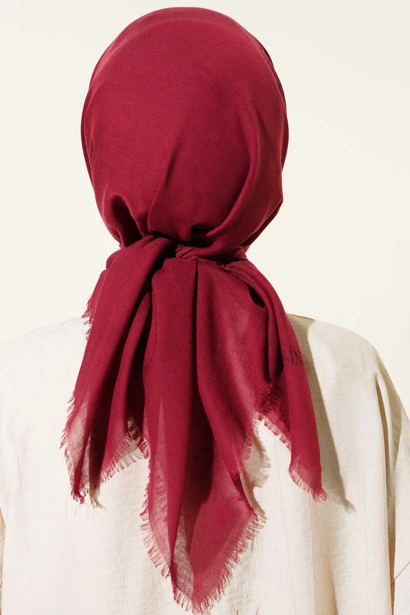Plain Flannel Cotton Scarf Burgundy - immagine 3