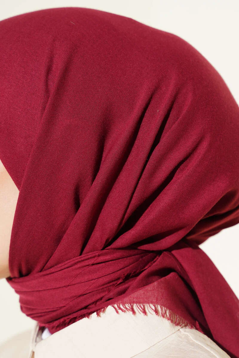 Plain Flannel Cotton Scarf Burgundy - immagine 4