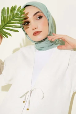 Plain Flannel Cotton Scarf Mint