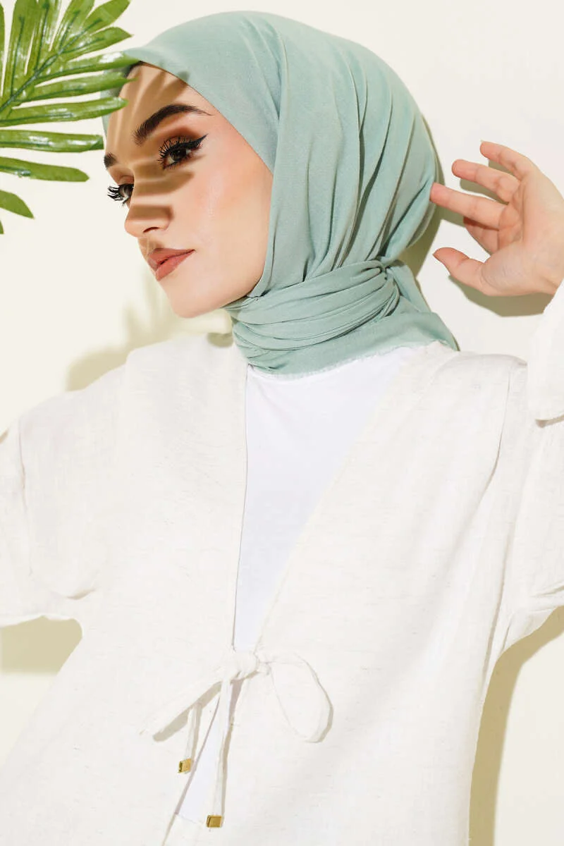 Plain Flannel Cotton Scarf Mint - immagine 2