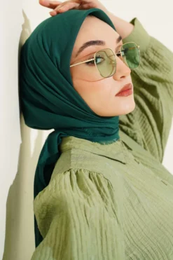 Plain Flannel Cotton Scarf Emerald