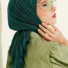 Plain Flannel Cotton Scarf Emerald - Image 2