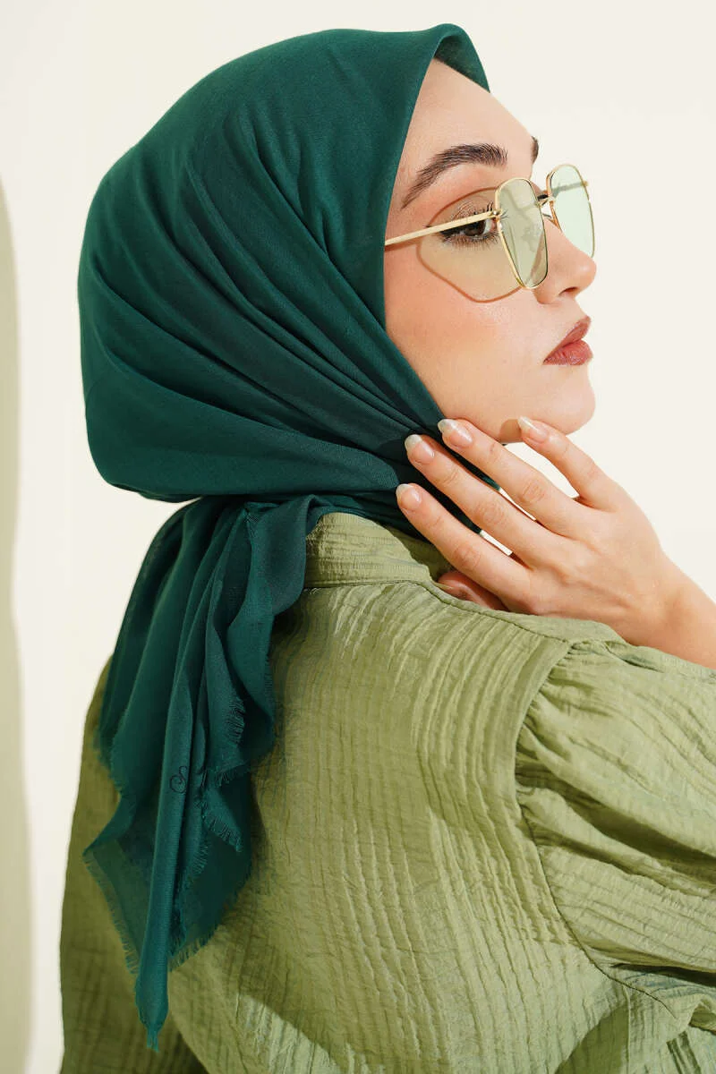 Plain Flannel Cotton Scarf Emerald - Image 2