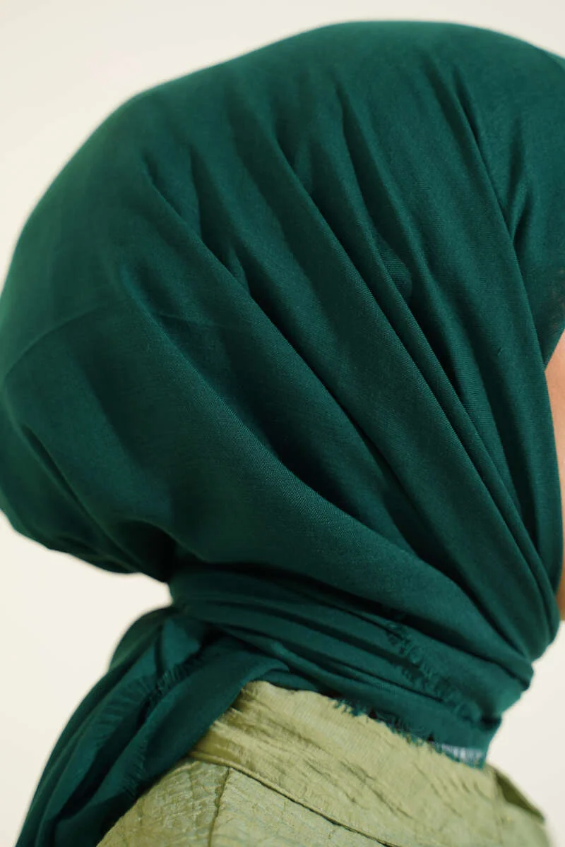 Plain Flannel Cotton Scarf Emerald - Image 4
