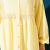Lace Trim Buttoned Midi Dress Yellow - Afbeelding 4