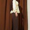 ⁦Lace Ruffled Waist Tunic Shirt Yellow⁩ - الصورة ⁦3⁩