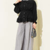 Lace Ruffled Waist Tunic Shirt Black – Bild 2