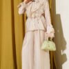 Lace Embellished Loose Two-Piece Set Stone