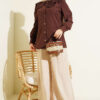 Lace Baby Collar Poplin Shirt Brown - Afbeelding 2
