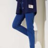 Slim Fit High-Waisted Denim Pants Blue
