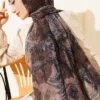 Patterned Aya Series Bamboo Crinkle Shawl Mink – Image 5