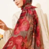 Patterned Aya Series Bamboo Crinkle Shawl Burgundy