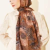Patterned Aya Series Bamboo Crinkle Shawl Brown