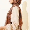 Patterned Aya Series Bamboo Crinkle Shawl Brown - immagine 3