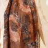 Patterned Aya Series Bamboo Crinkle Shawl Brown - immagine 4