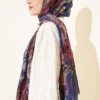 Patterned Aya Series Bamboo Crinkle Shawl Navy Blue - Afbeelding 3