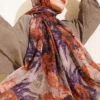 Patterned Aya Series Bamboo Crinkle Shawl Tan