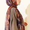 ⁦Patterned Aya Series Bamboo Crinkle Shawl Tan⁩ - الصورة ⁦3⁩