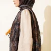 ⁦Patterned Aya Series Bamboo Crinkle Shawl Mink⁩ - الصورة ⁦3⁩